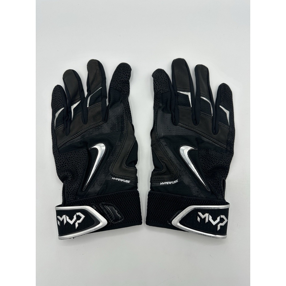 Nike MVP Hyperfuse Baseball Batting Gloves XL Black Silver PGB396-001 New